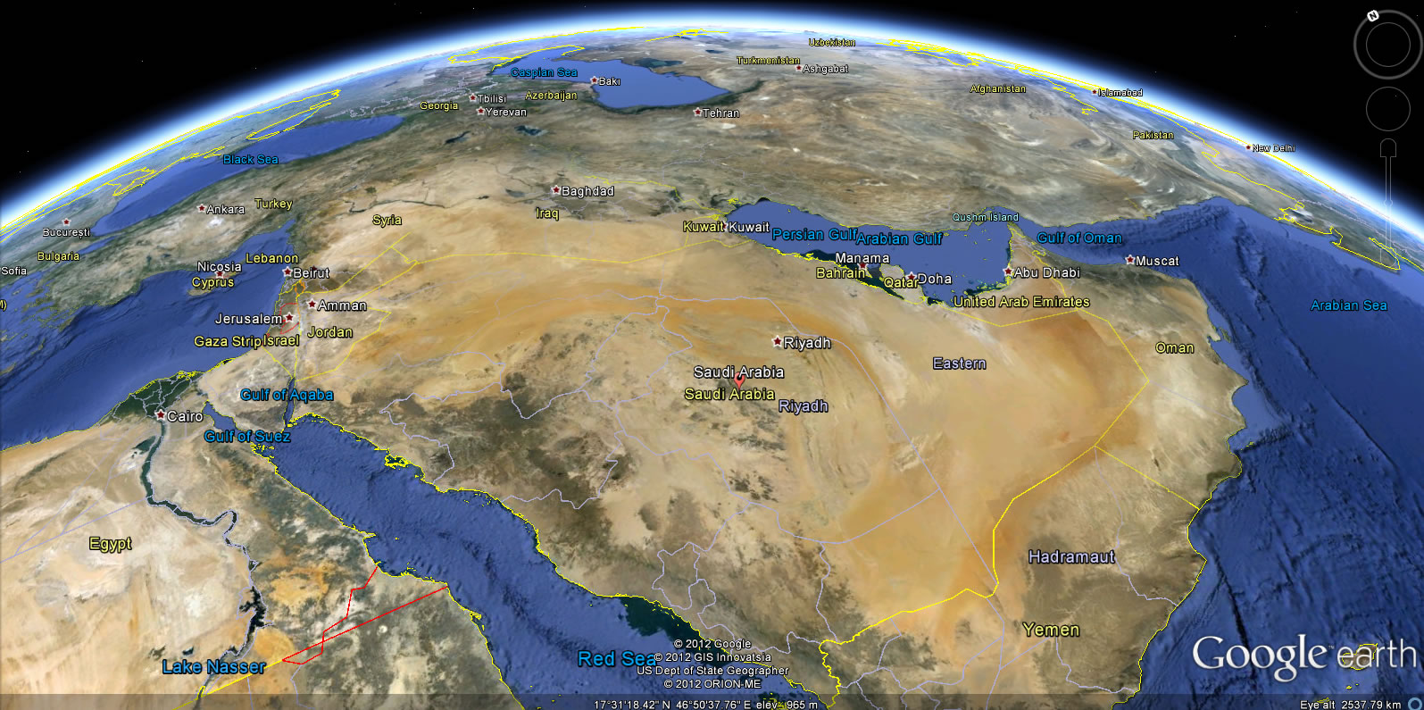 Saudi Arabia Earth Map